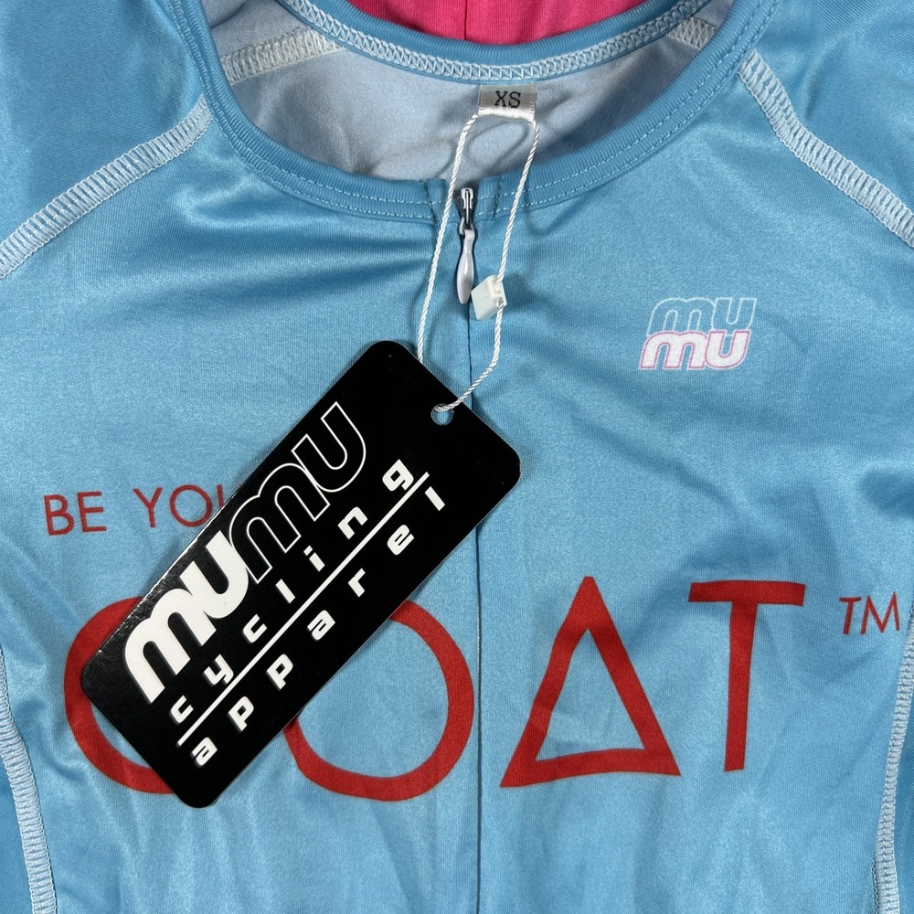 2 MUMU Be Your Goat Cycling Apparel 1-Piece Women's‎ XS Pink & Blue Padded New - Picture 5 of 9